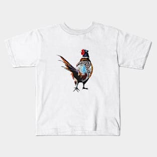 Ardler the Pheasant white background Kids T-Shirt